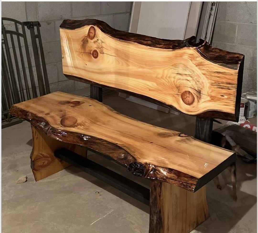 The Live Edge Wood Bench